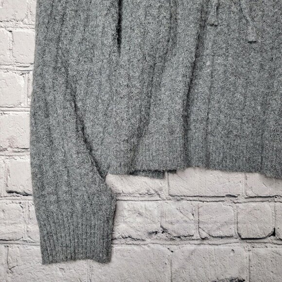 Jamison Soft Brynn Cable Knit Drawstring Hoodie LongSleeve In Gray Size L - Picture 5 of 10